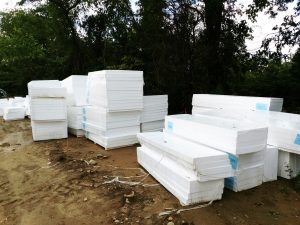 Stacks of rigid foam insulation